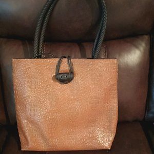 Large Brown Alligator Genuine Leather Purse Hand Bag With Coin Purse